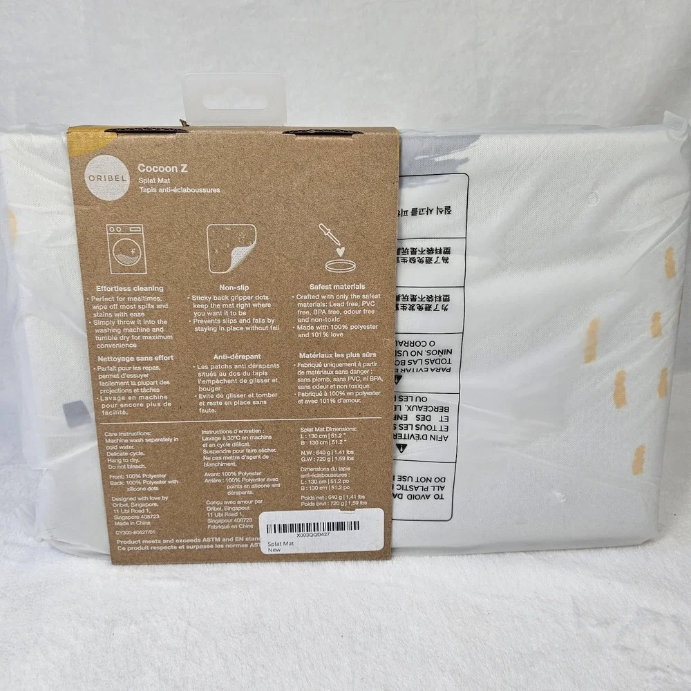 Oribel Cocoon Z Splat Mat 51x51 Non-Slip Waterproof Washable Baby Floor Mat NEW
